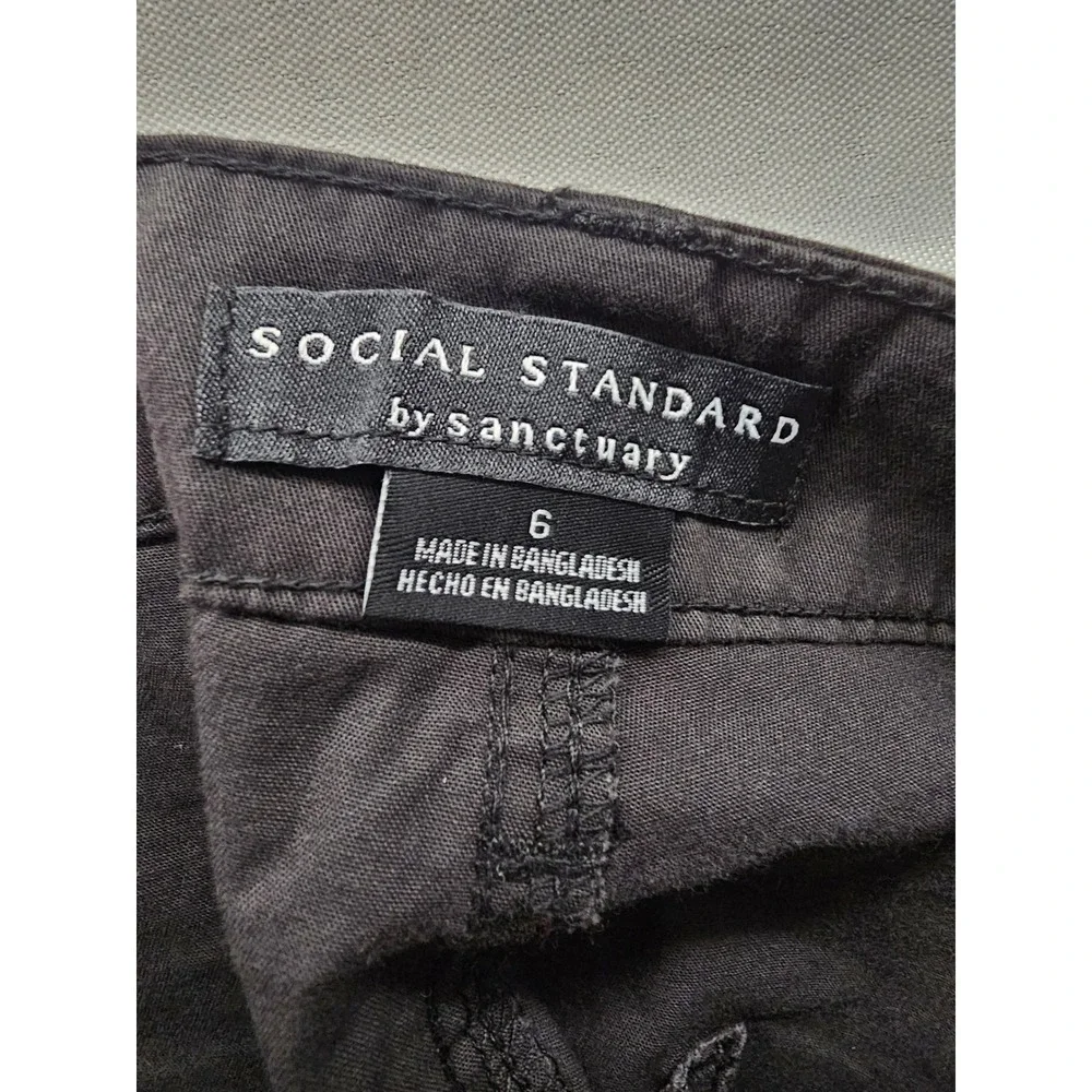 Social Standard Womens Crop Pants Black Cotton Blend Casual Size 6
